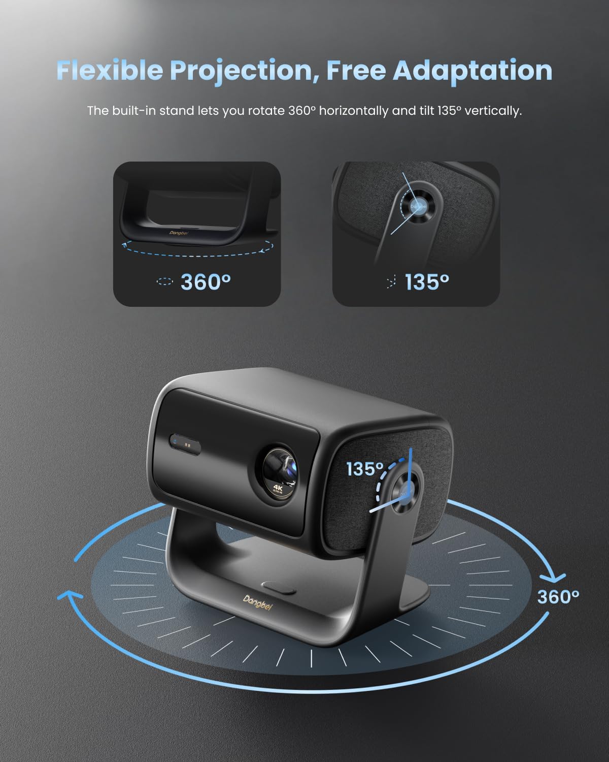 Dangbei MP1 Max, Vidéoprojecteur 4K, 3100 Lumens ISO,110% BT.2020, HDR10+, 3D, Dolby Audio, 300