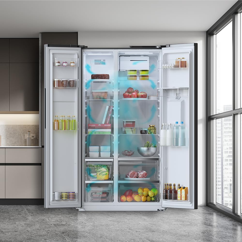 Cecotec American Refrigerator Bolero CoolMarket SBS 559 Dark E. 559L, 177 cm X 90 cm, Class E, Multi Air Flow System, Total No frost, Inverter plus mo