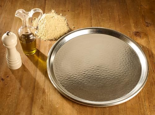 PARDINI   Plat rond en cuivre étamé, bord 2 cm, diamètre 32 cm, idéal pour farinade, tessine, pizza ou focaccia : Cuisine et Maison