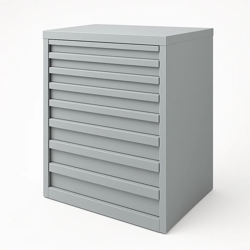Cabinet à tiroirs pour outils en acier gris avec 8 tiroirs