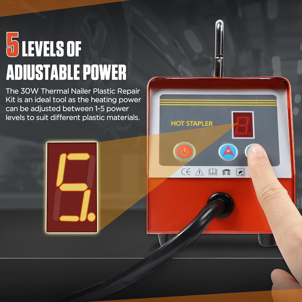 BELEY 30W Voiture Pare-chocs Kit de Réparation Soudeur en Plastique, 220V Hot Agrafeuse Machine de Soudure électrique en Plastique avec 600pcs Staples : Bricolage