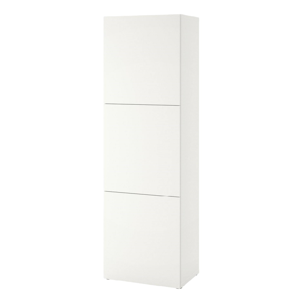 Colonne de rangement blanche à trois portes — design minimaliste moderne
