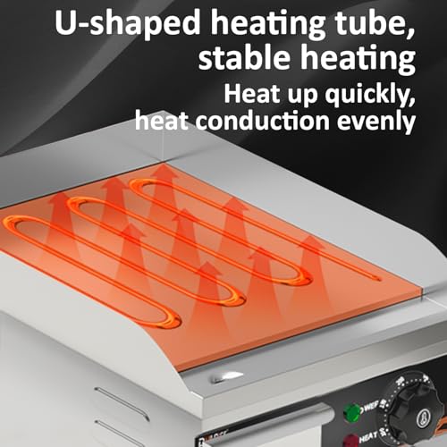 DULNICE Plancha Électrique Professionnelle en Acier Inoxydable, Commerciale Plancha de Cuisson Grill electrique，220 240V : Cuisine et Maison