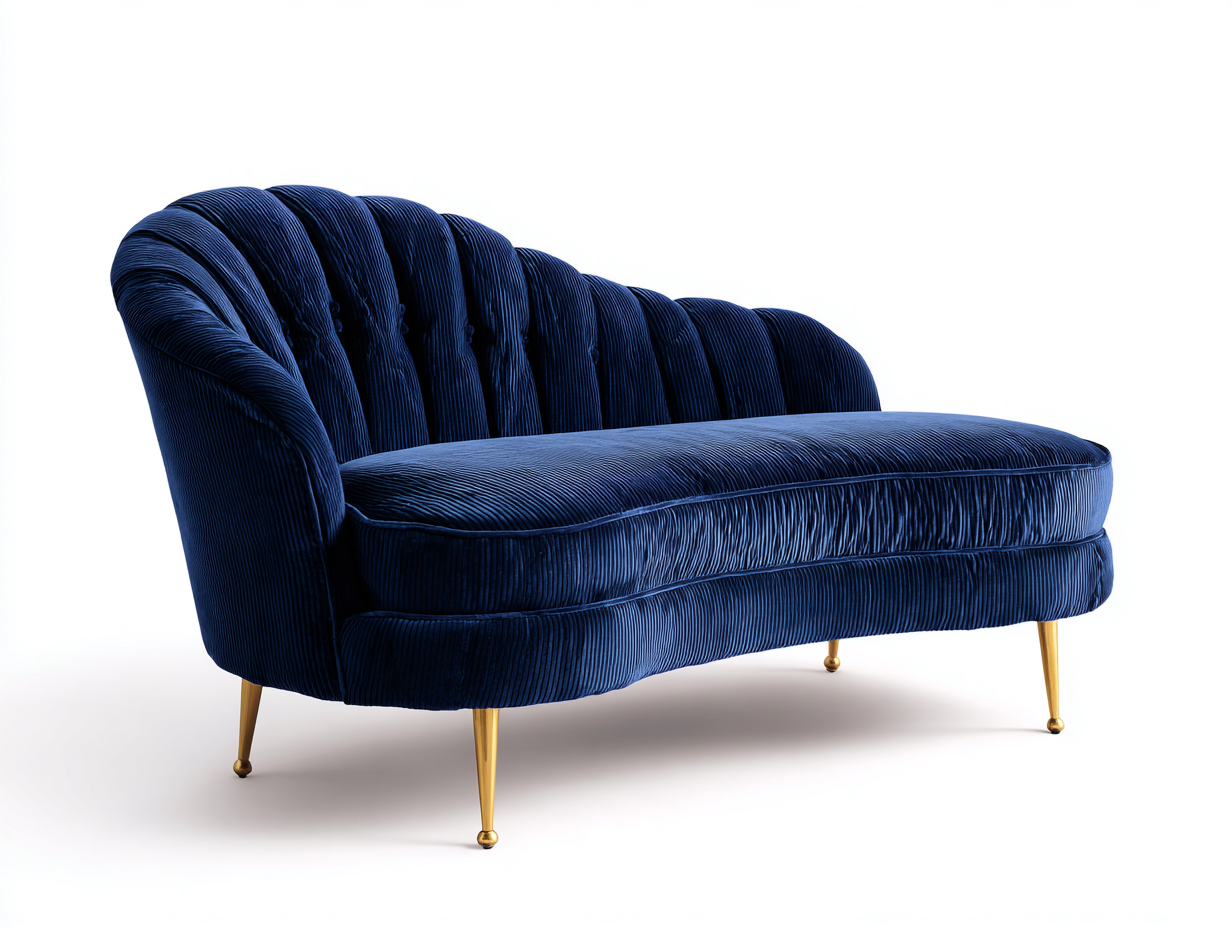 Méridienne velours 170x85x85 cm - bleu - design élégant