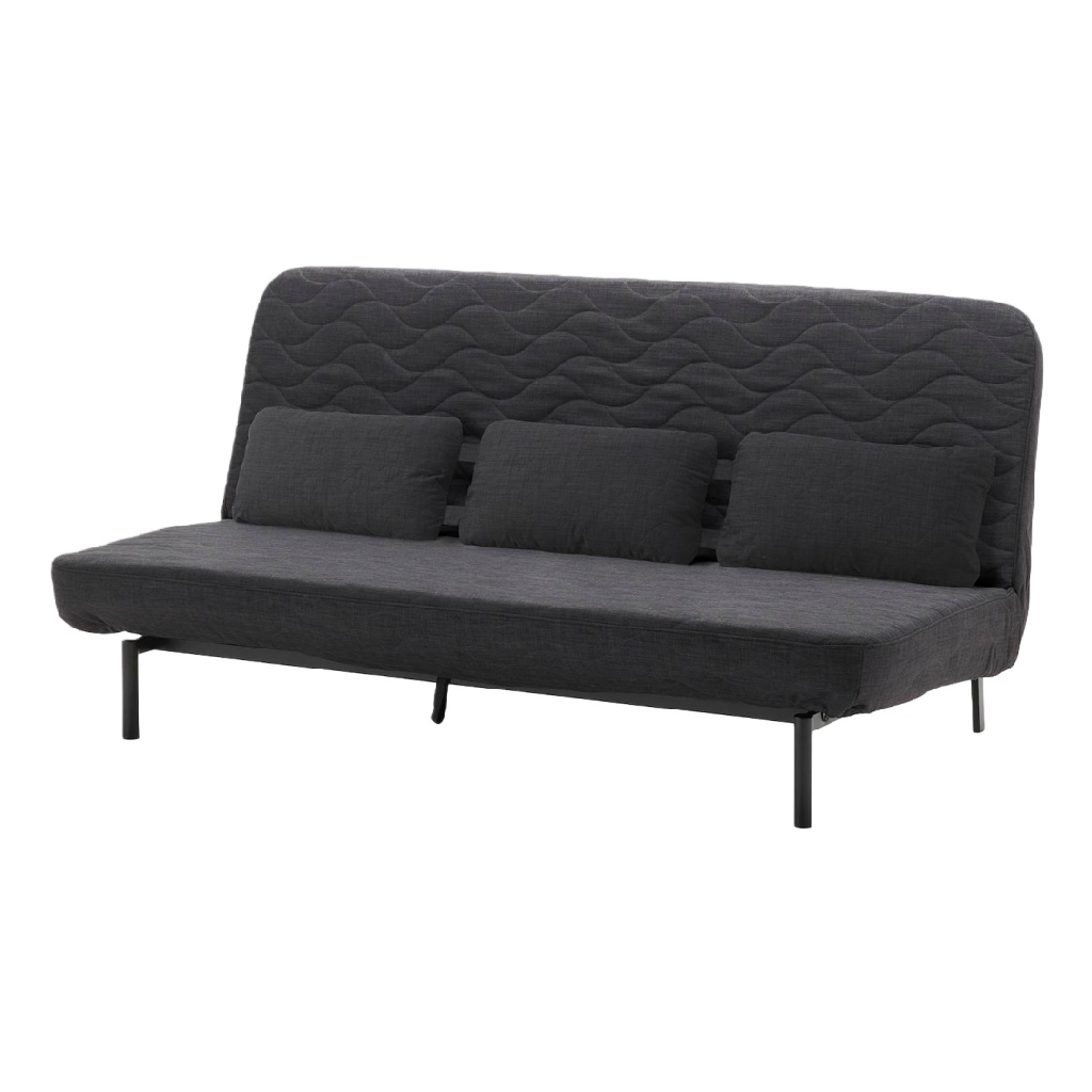 Canapé Convertible 3 Places en Tissu Gris Foncé - Structure Métallique Moderne