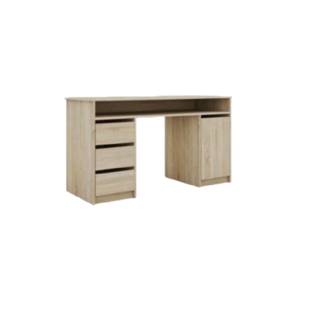 Bureau de rangement multifonction en bois clair — 3 tiroirs et 1 porte
