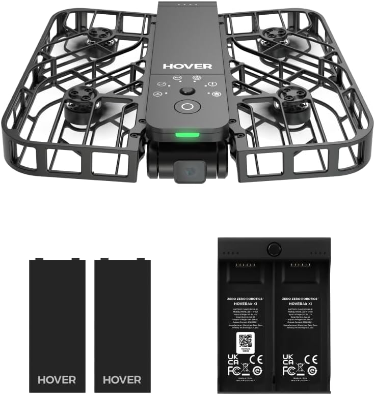 HOVERAir X1 Drone avec Camera, Drone Suivez-Moi avec Contrôle Mains Libres, Mine Drone avec Vidéo HDR, Trajectoires De Vol Intelligentes, Décollage de la Paume de la Mains Libres, Noir (Combo Plus)