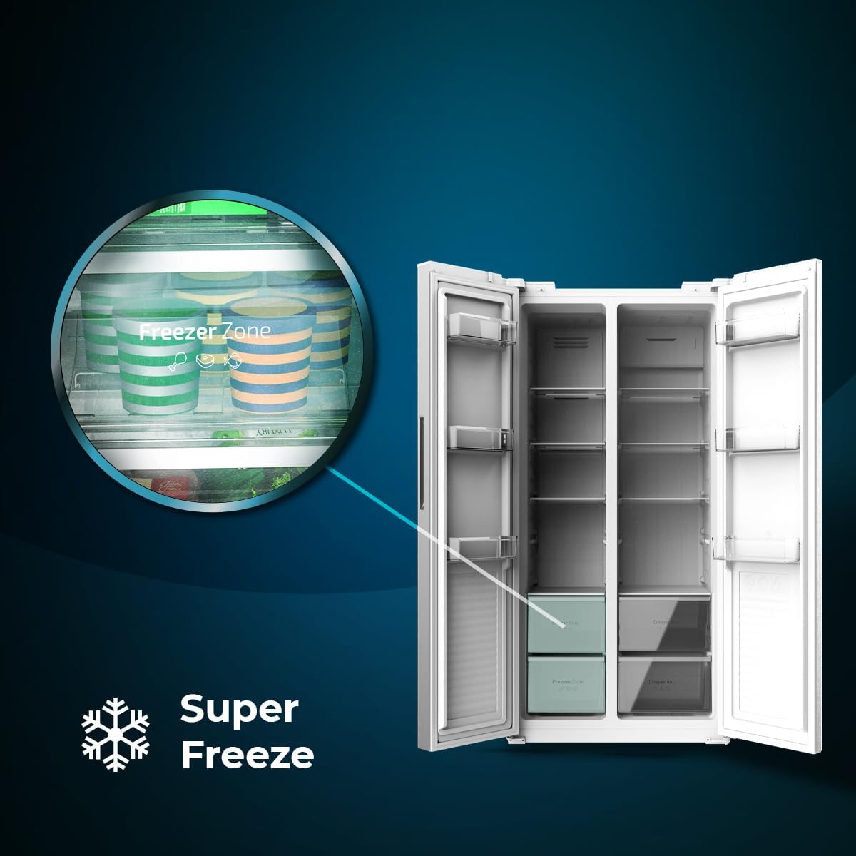 Cecotec Réfrigérateur Américain CoolMarket SBS 430 Inox E. 2 Portes, Side by Side 430 L, Hauteur 176 cm et Largeur 84 cm, Multi Air Flow System, Total