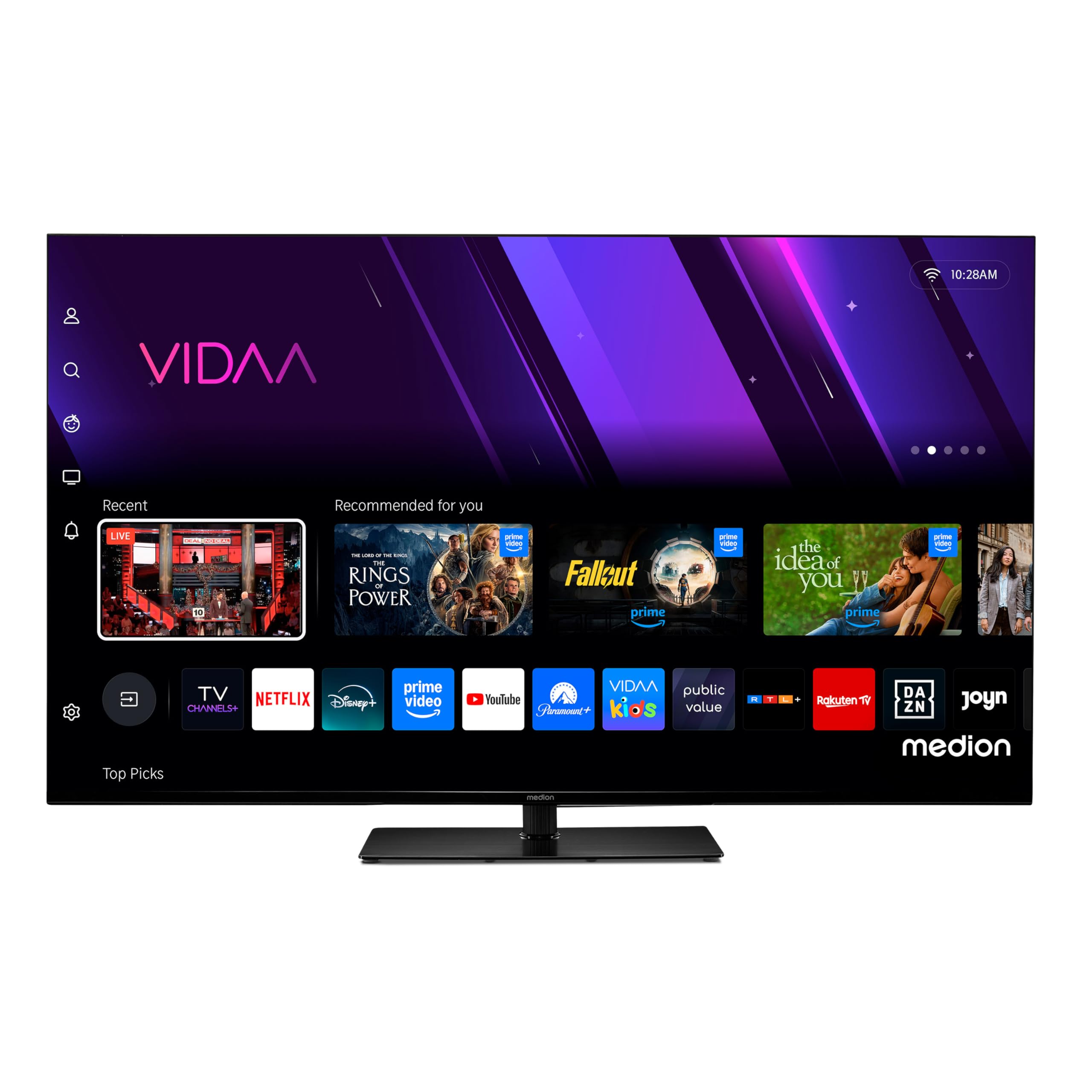 MEDION TV 55 Pouces 4K (138,8 cm) Television (Smart TV 4K, Dolby Vision HDR, VIDAA Store, Prime Video, Disney+, DAZN, Paramount+, HbbTV, PVR, Bluetoot