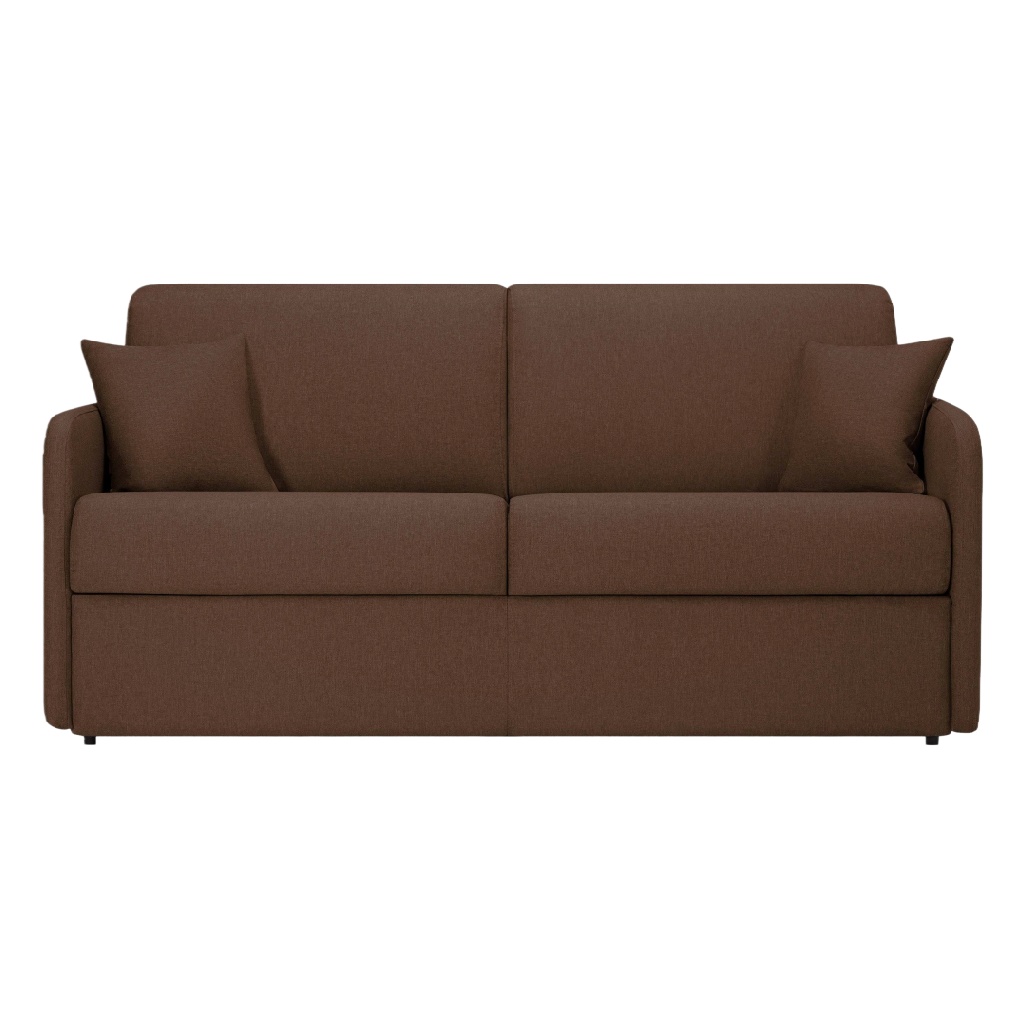 Canapé convertible 3 places en tissu brun