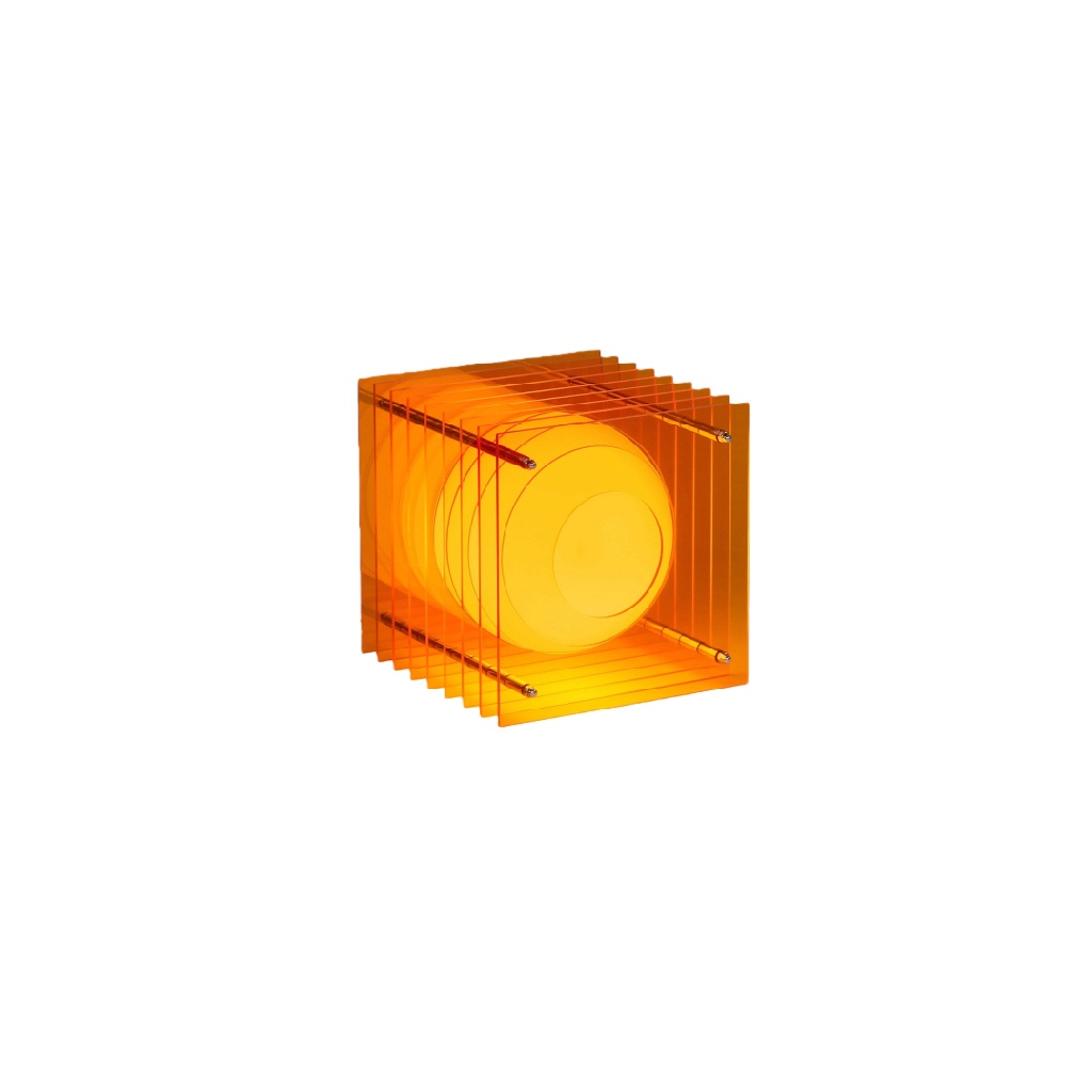 Lampe cube design en acrylique orange – style moderne