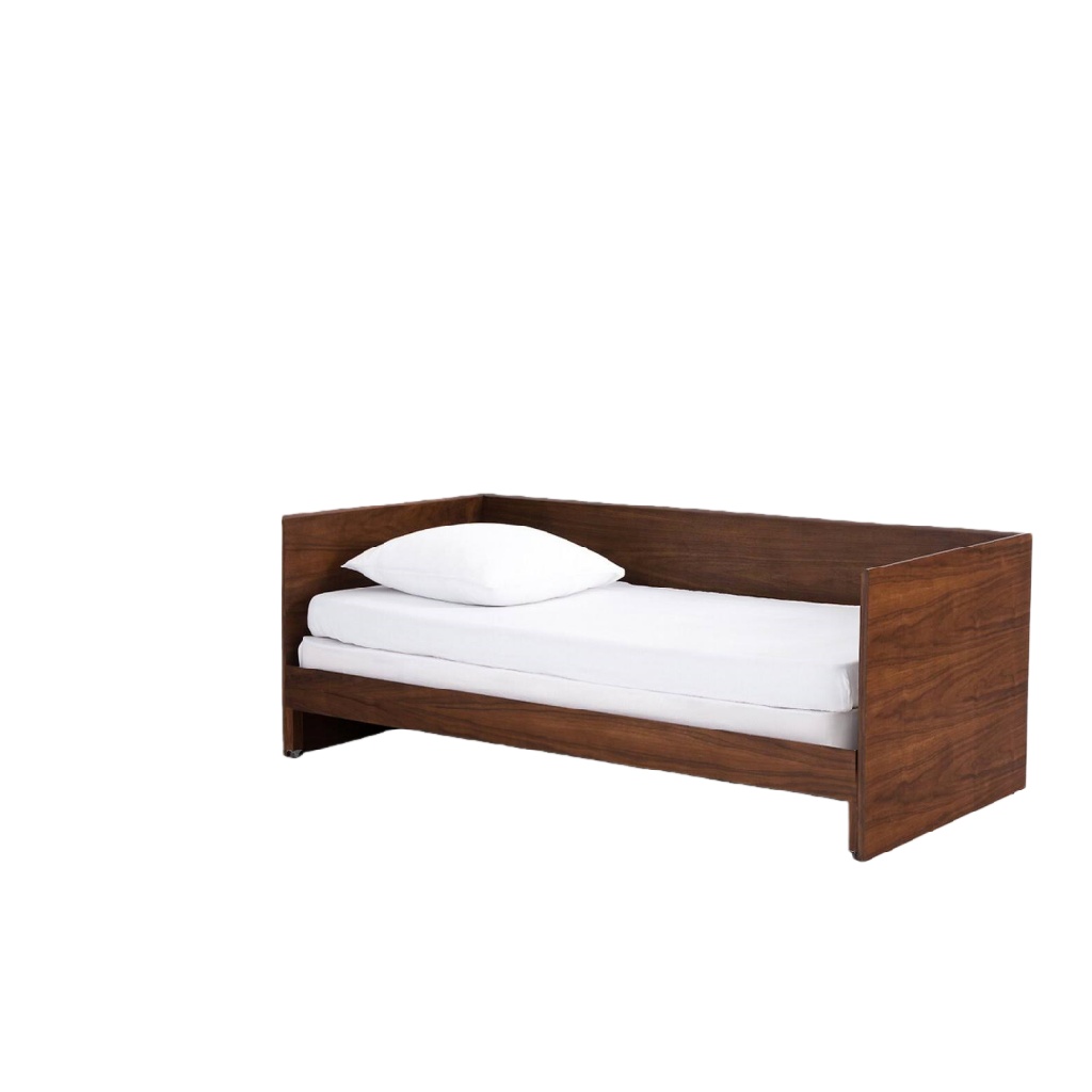 Lit simple en bois noyer — Design scandinave vintage