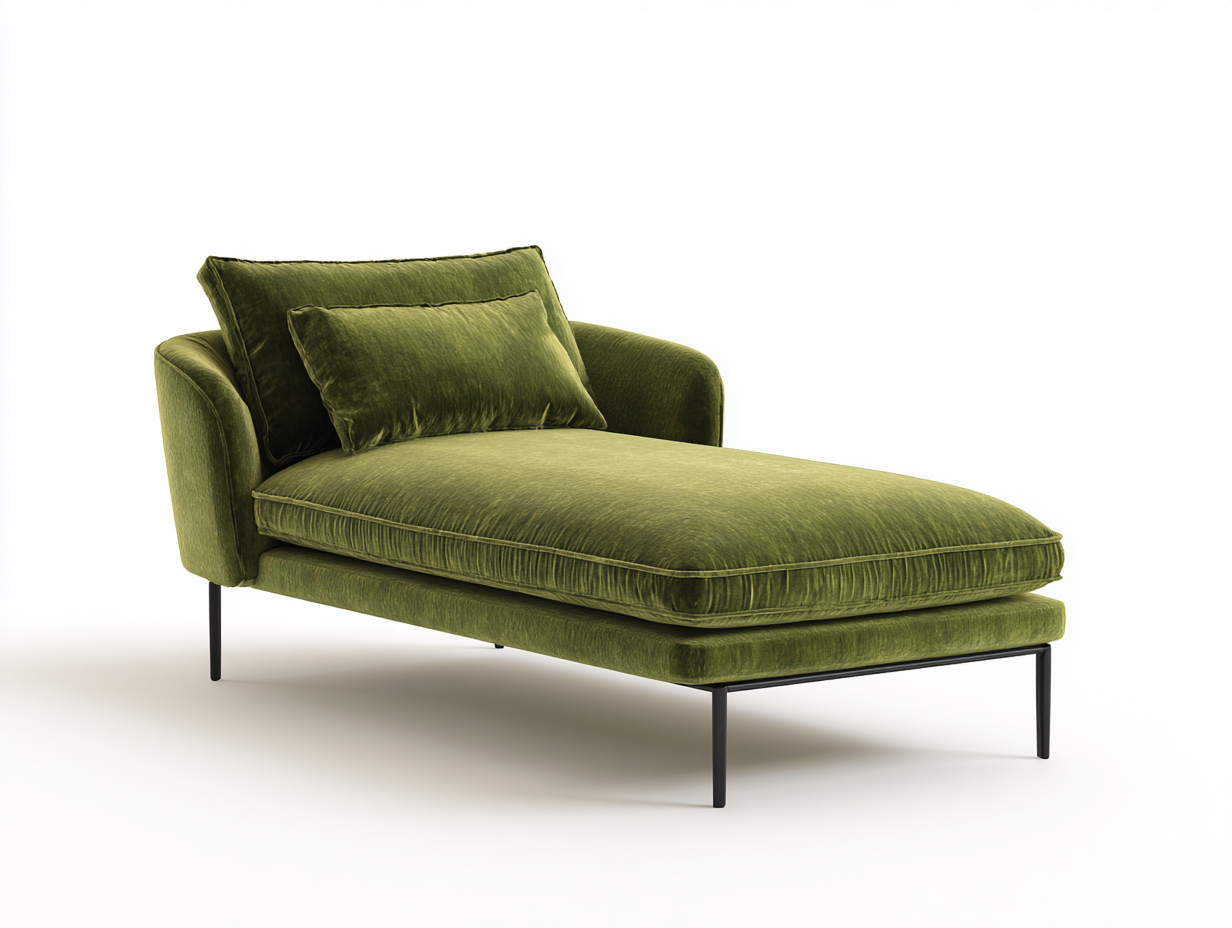 Chaise longue velours 178x80x87 cm - vert - style contemporain