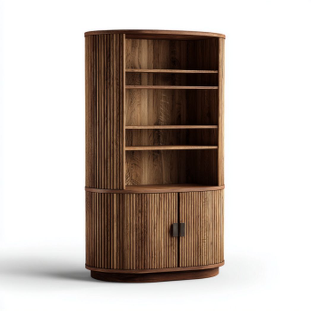 Bibliothèque en bois avec portes de rangement