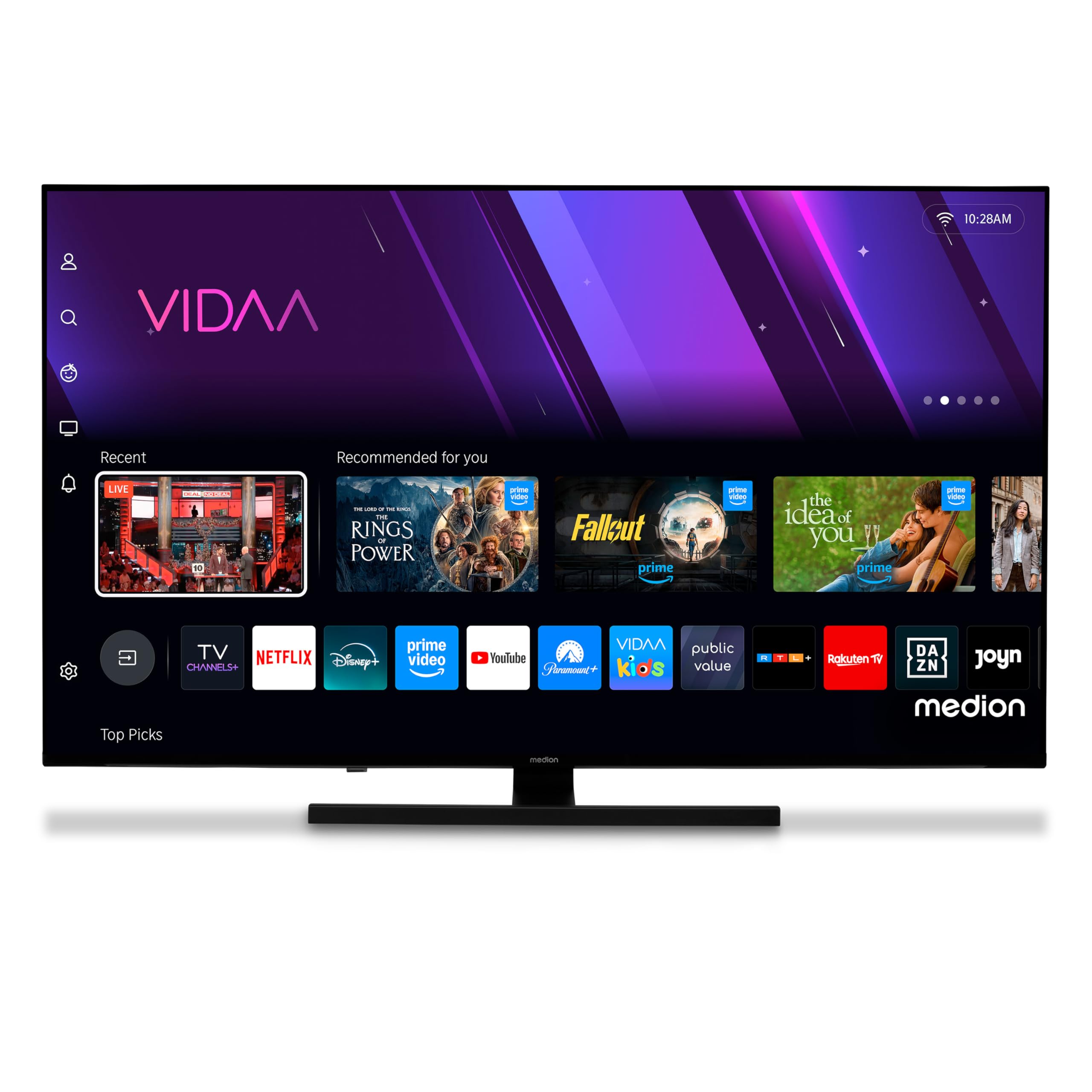 MEDION TV 43 Pouces 4K (108 cm) QLED Television (Smart TV 4K, Dolby Vision HDR, VIDAA Store, Netflix, Prime Video, Disney+, DAZN, Paramount+, DTS X, D