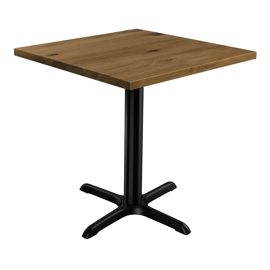 Table carrée en MDF et métal noir