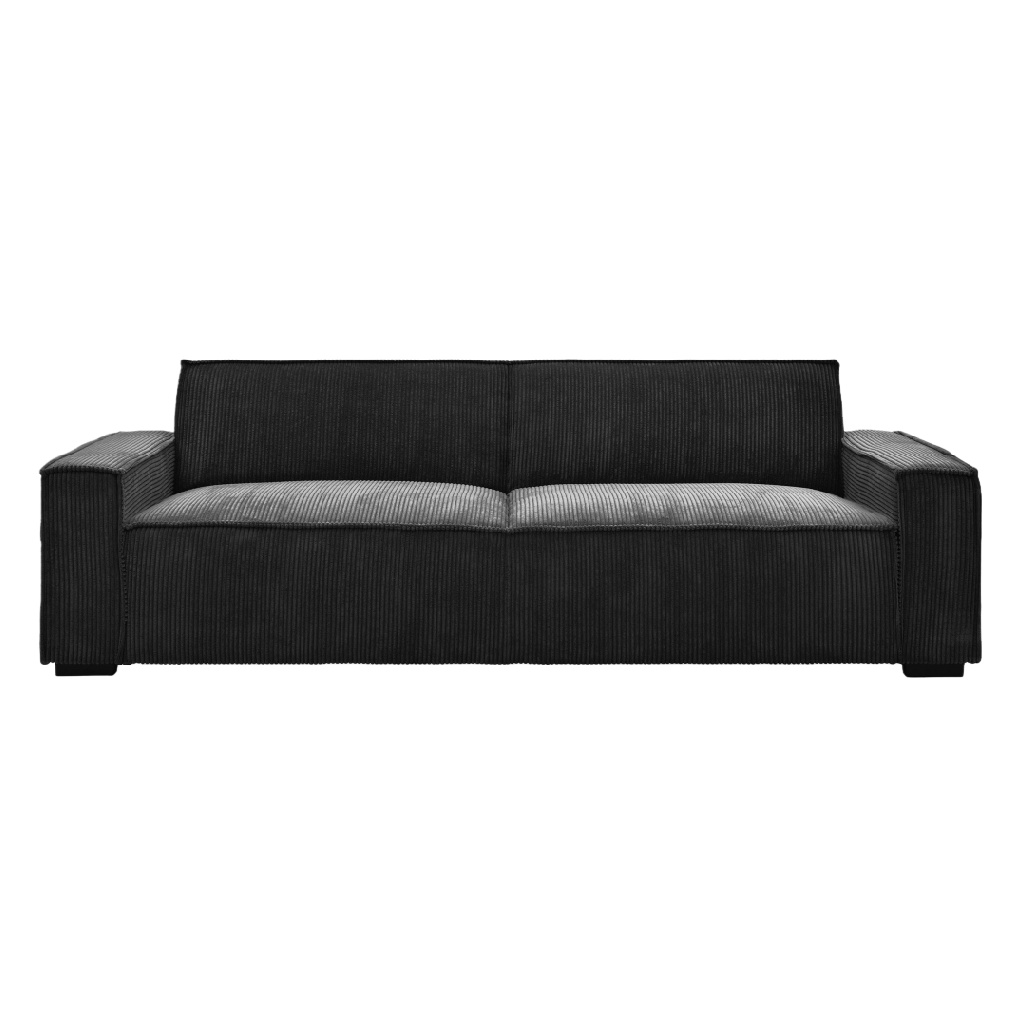 Canapé 3 places en velours côtelé noir
