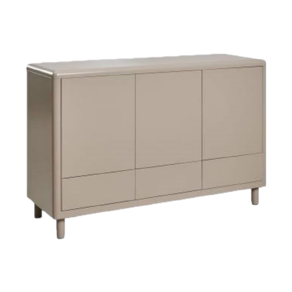 Buffet moderne minimaliste — finition beige mat — 3 portes — design contemporain