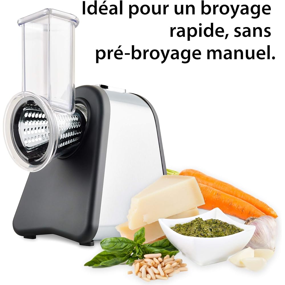ADE Râpe de cuisine électrique | max. 500 W | découpe legumes facilment, fromage, carottes, chocolat | coupe légumes | 4 accessoires | boîtier en acier inoxydable : Cuisine et Maison