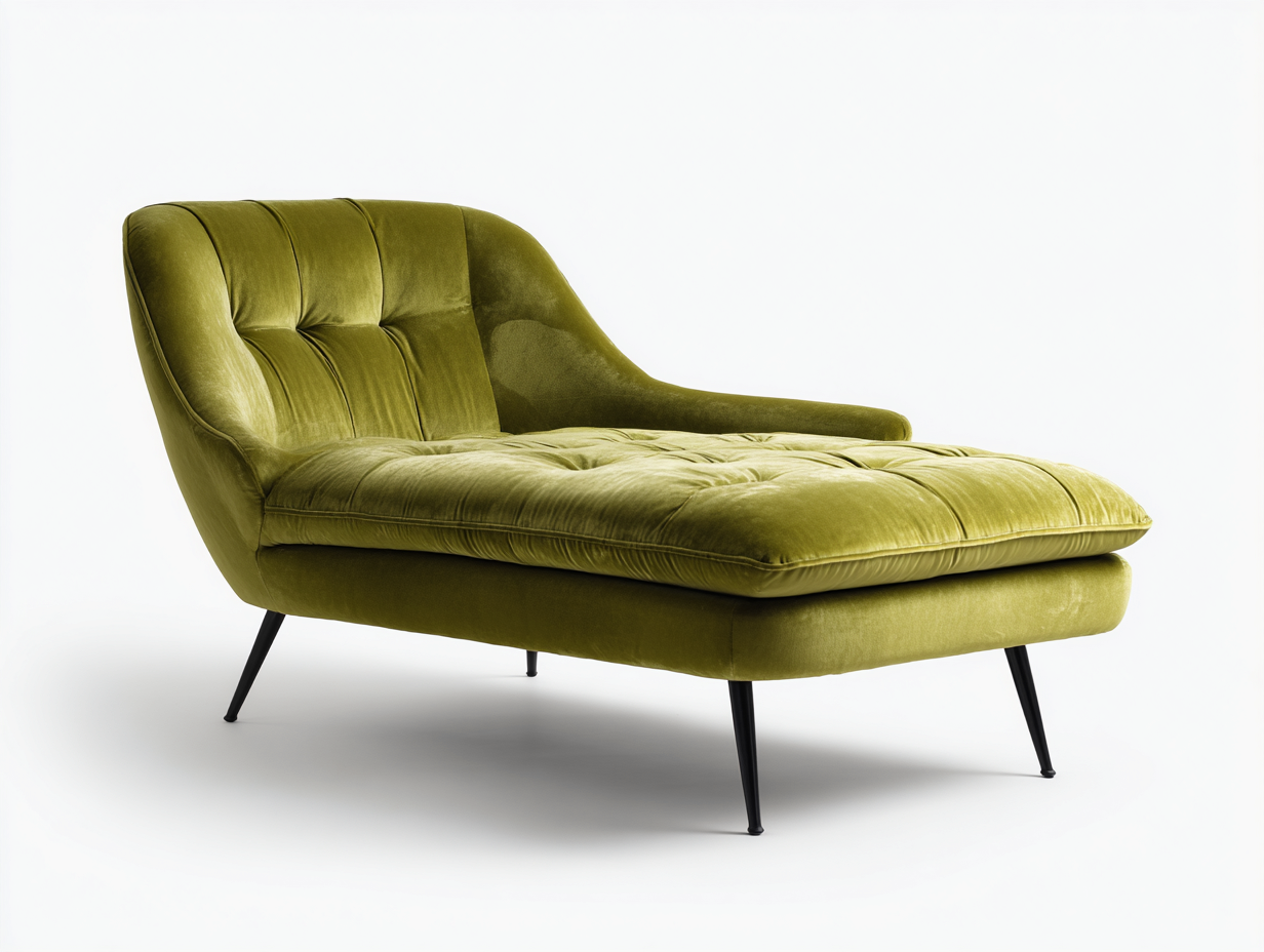 Chaise longue velours 170x78x86 cm - vert - design moderne