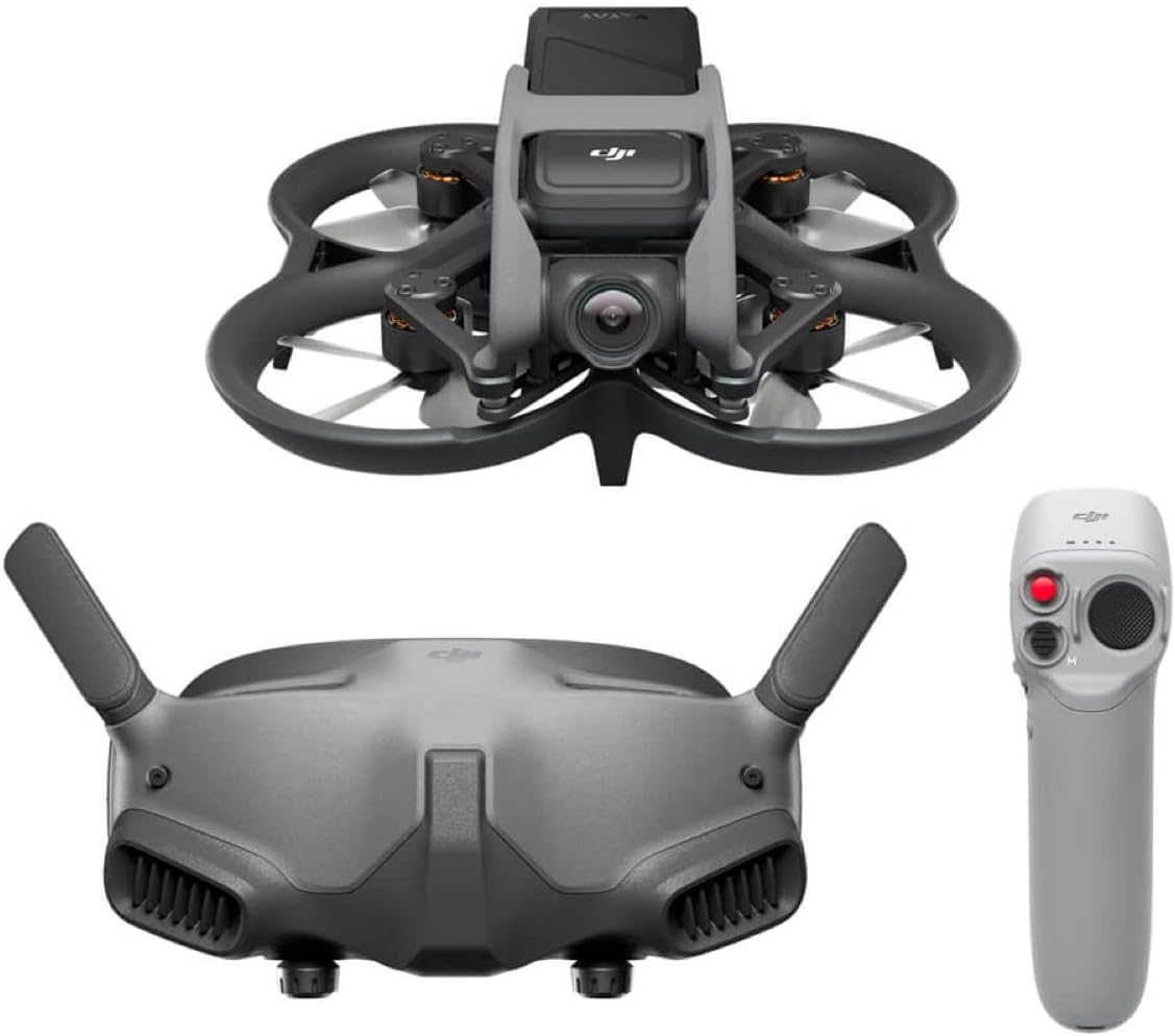 DJI Avata - Drone UAV quadricoptère, vue subjective, vidéo stabilisée 4K, FOV 155°, protection d’hélice, transmission HD faible latence, freinage d’urgence, vol stationnaire, noir
