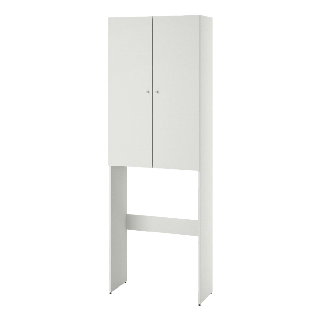 Armoire de salle de bain blanche — meuble de rangement au-dessus des toilettes — 2 portes — design minimaliste