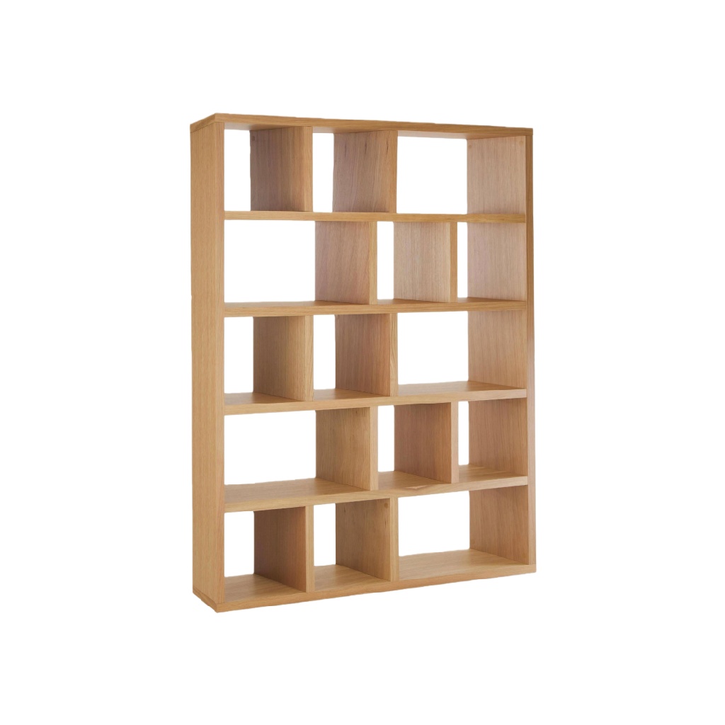 Étagère en bois naturel à 12 compartiments – design modulable – 120 x 35 x 160 cm