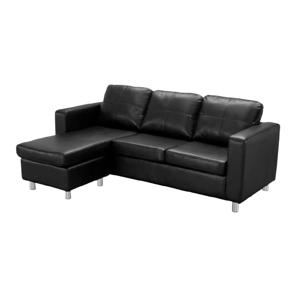 Canapé d’angle réversible en similicuir noir – 3 places – design moderne et fonctionnel