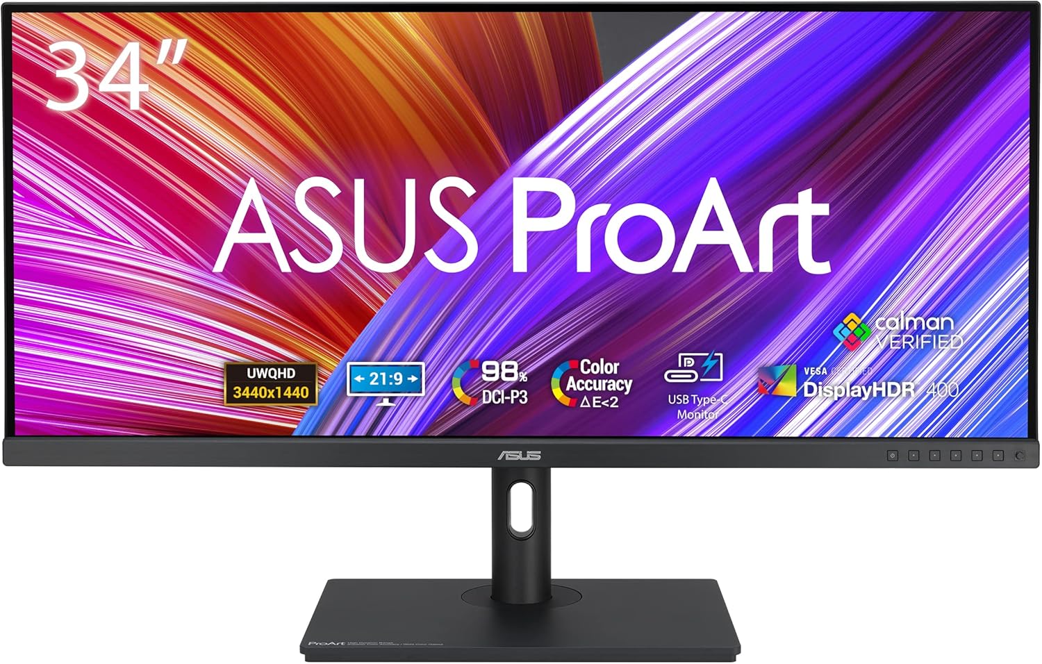 ASUS ProArt PA348CGV - Ecran PC 34'' UWQHD - Dalle IPS - 120Hz - 2 ms - 3440x1440-300cd/m² - Display Port, 2X HDMI, 1xUSB-C 90W & 4X USB-A - 98% DCI-P3 - Delta E