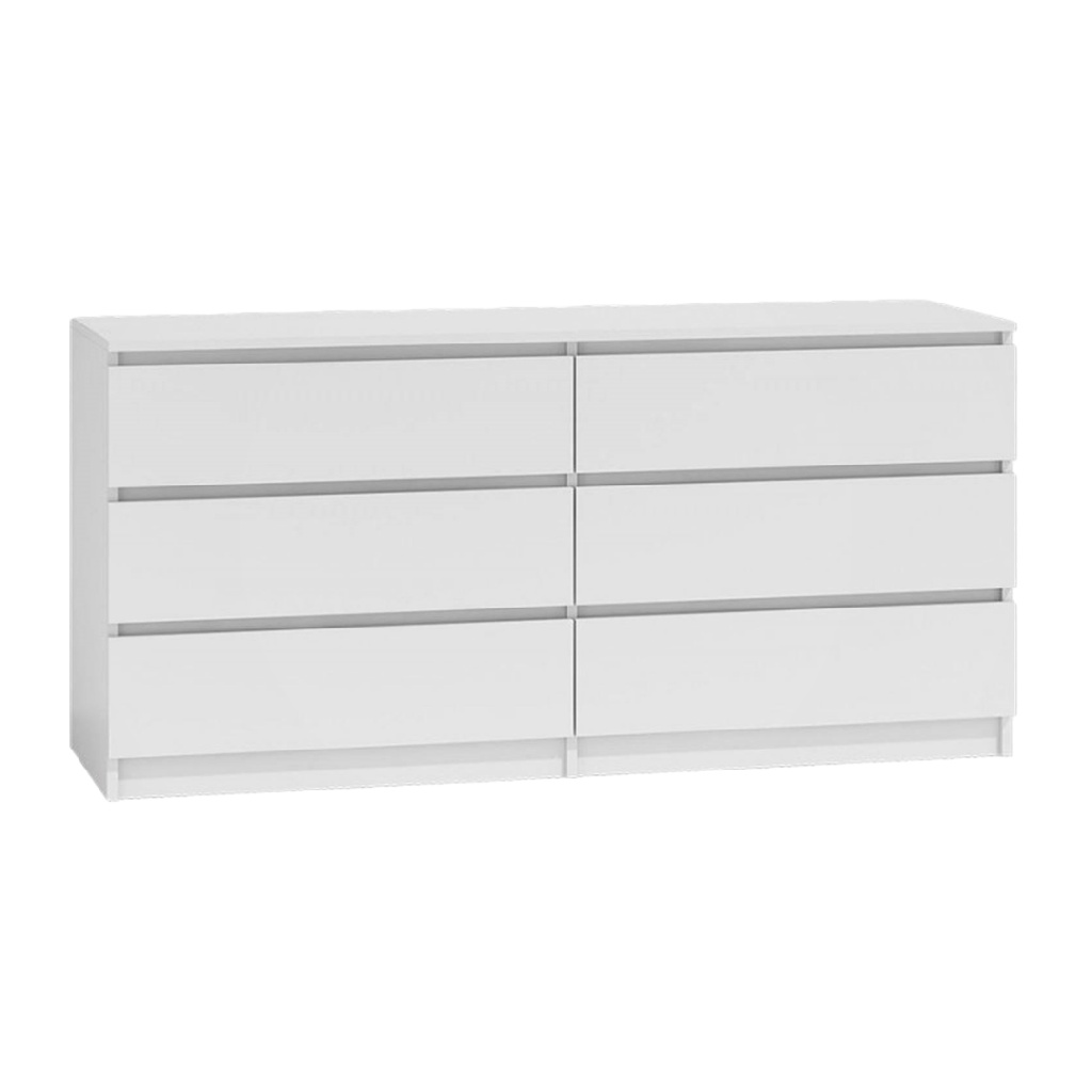 Commode 6 tiroirs en bois blanc – 160×78×48 cm, design moderne minimaliste, garantie 2 ans