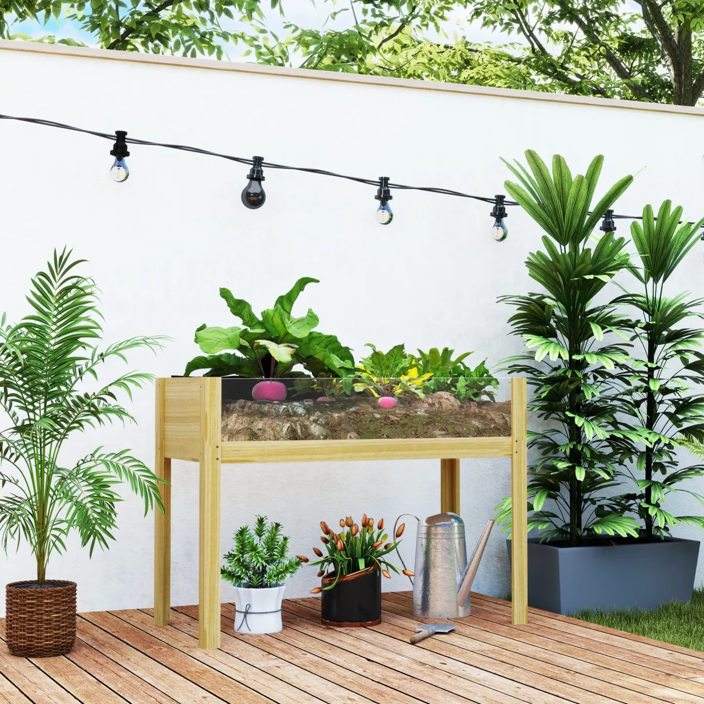 Outsunny Hochbeet mit Acrylplatten & Ablauflöchern, 110 × 50 × 80 cm