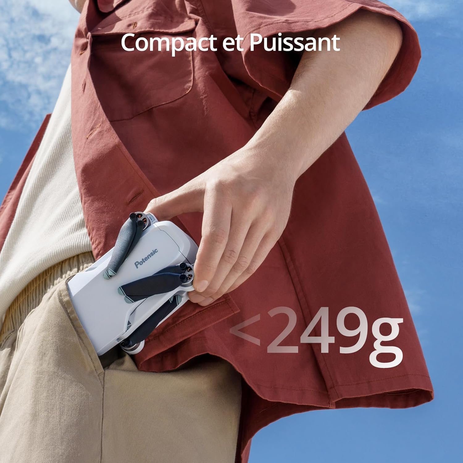 Potensic ATOM Combo GPS Drone, Caméra 4K avec Gimbal à 3 Axes, Moins de 249g, 3 Batteries et Hub de Charge, Temps de Vol 96 Min, Transm. Vidéo 6KM, QuickShots, Suivi Visuel, Sac de Transport, C0