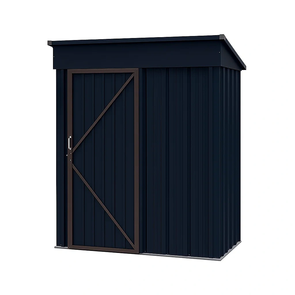 Cabane de jardin en acier anthracite avec porte simple