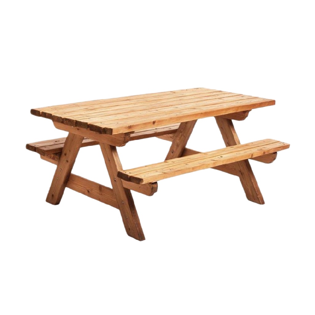 Table de pique-nique en bois de pin avec bancs intégrés pour jardin ou terrasse – Mobilier d’extérieur 6 places