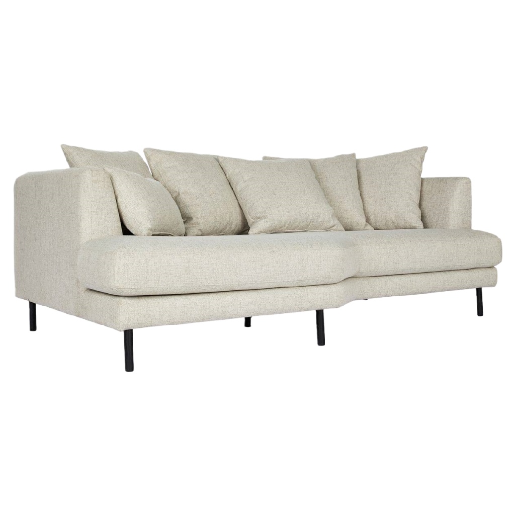 Canapé 3 places en tissu beige clair avec coussins amovibles