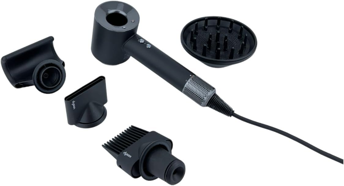 Dyson Supersonic HD07 Sèche-cheveux avec 5 embouts Noir/nickel 110 000 tr/min Sèche-cheveux avec niveau froid Technologie ionique : coiffage doux, sans chaleur extrême