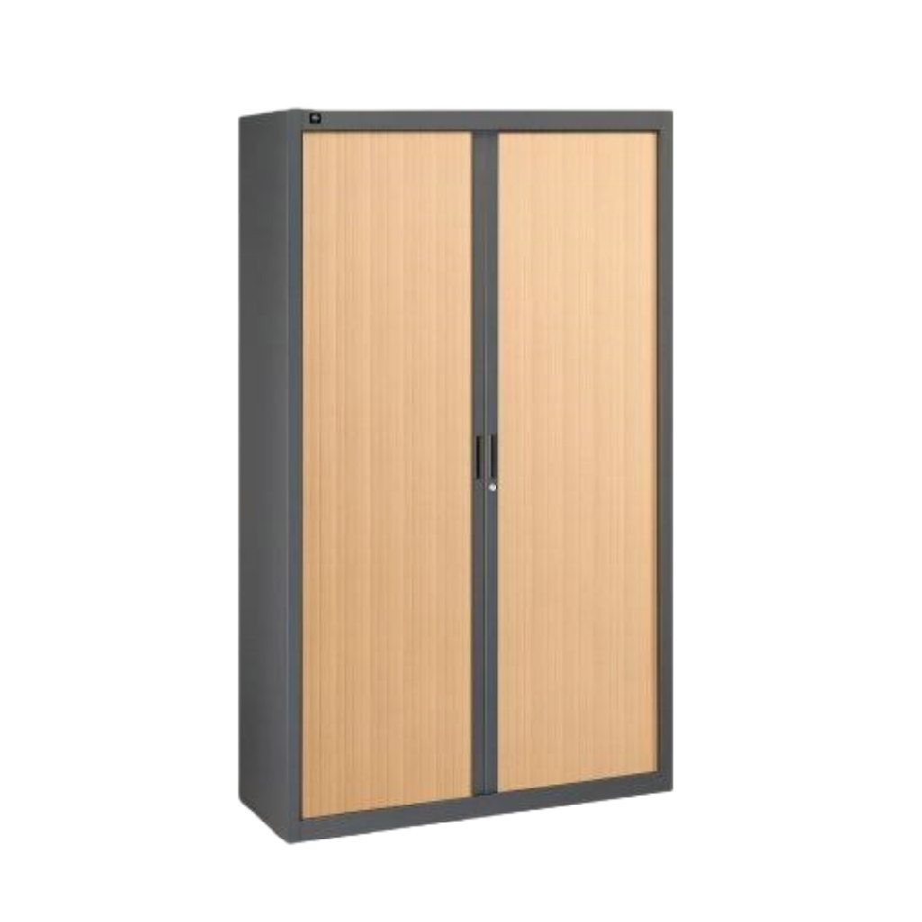 Armoire à portes coulissantes bois et métal — rangement professionnel ou domestique