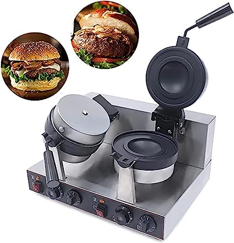 Commercial Burger Gaufrier 1300w Antiadhésif Électrique Panini Presse Burger Machine Double Face Chauffage Crème Glacée Gaufrier Baker Machine Paninis Gaufrier Cone Maker : Cuisine et Maison