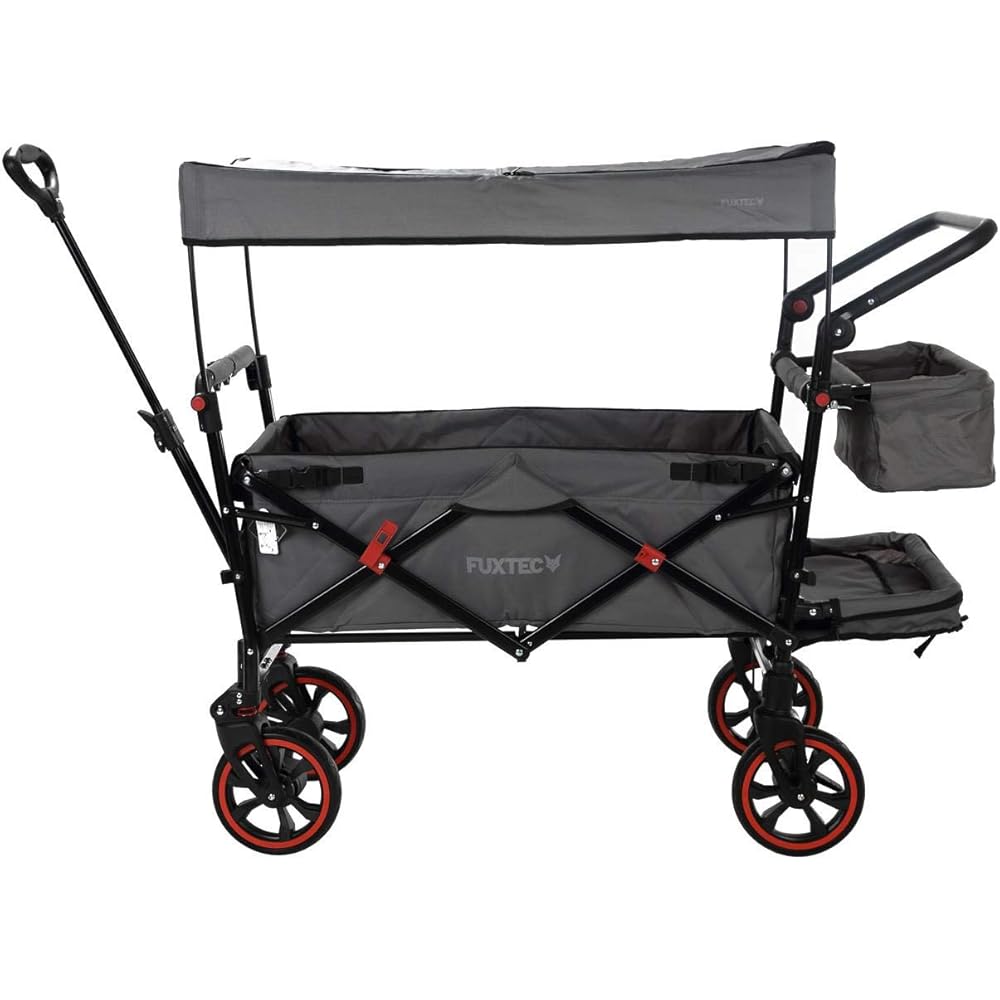 Fuxtec Chariot Premium Cruiser Gris, L'Original, Chariot de Jardin Pliable Pour Enfants, Transport, Plage, Ville, Forêt, à Tirer ou à Pousser, Capacité De Charge 75 kg : Jardin