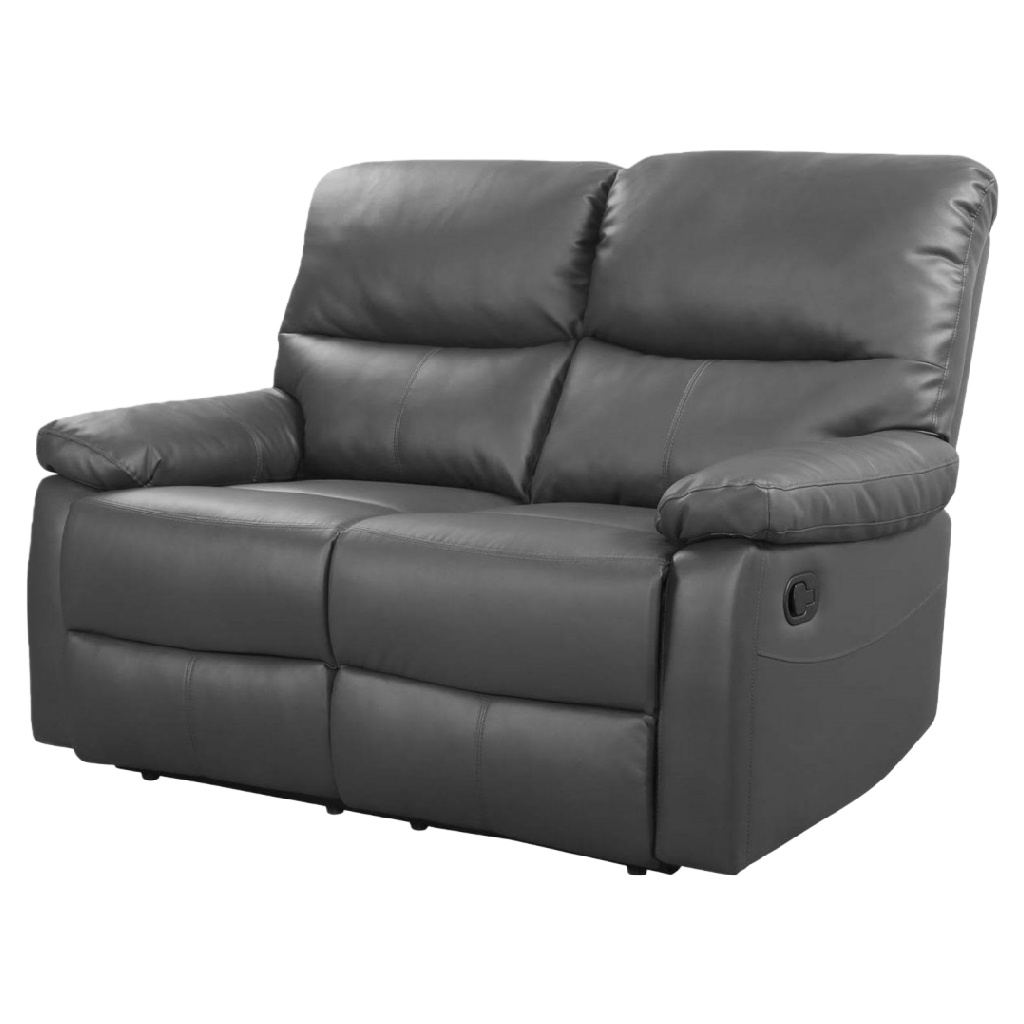 Canapé relax 2 places en cuir gris anthracite avec dossier inclinable