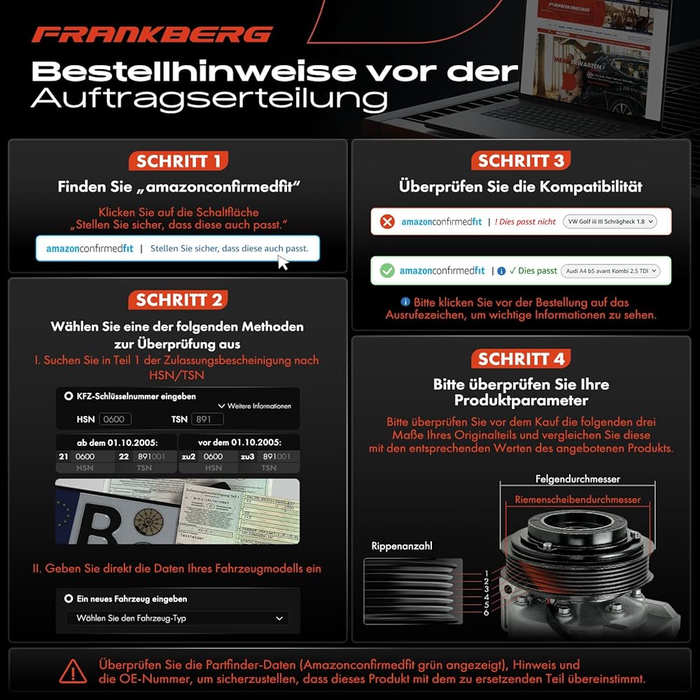 Frankberg Compresseur Climatisation avec attelage Compatible avec 207 WA WC WD WK 307 3A/C 3E 3B 3H Berlingo B9 C3 SC SH 308 4B 4A 4C 4E 4H C4 LA LC UA UD Remplacer# 9659875780, y compris huile prép : Auto et Moto
