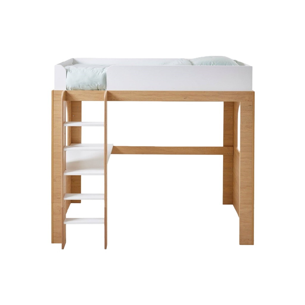 Lit mezzanine enfant bois et blanc — Espace modulable — Design nordique