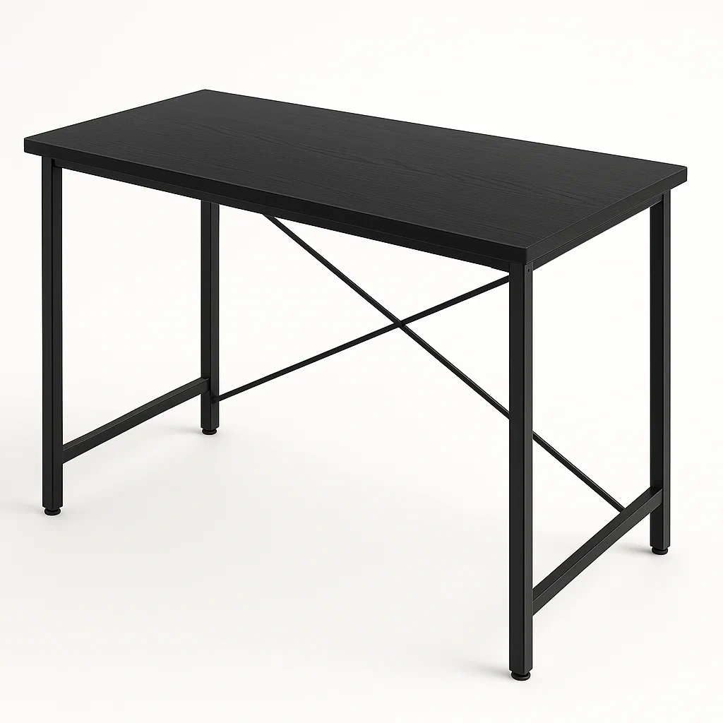 Bureau noir en métal et MDF 120x60x75 cm