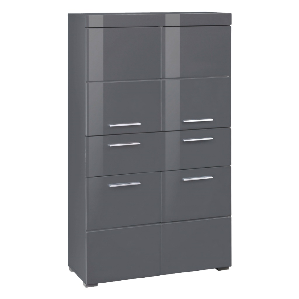 Buffet haut moderne gris brillant à 8 portes