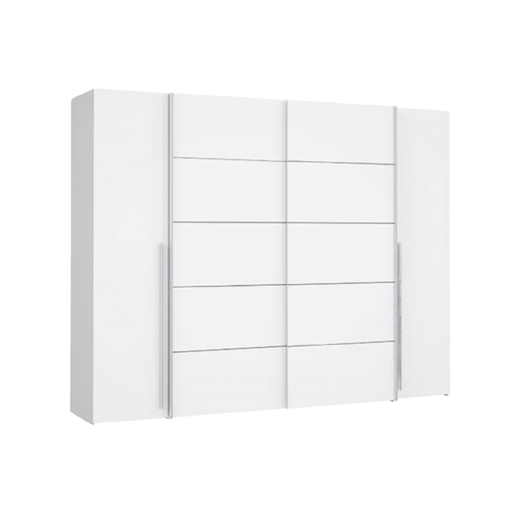 Armoire Moderne à 4 Portes avec Tiroirs - Design Épuré Blanc