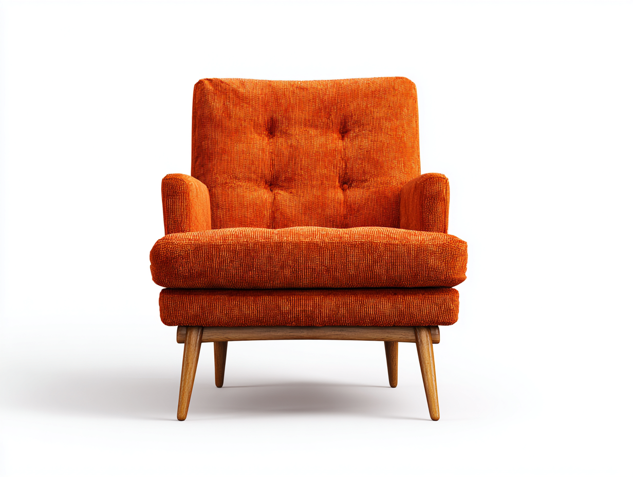 Fauteuil en tissu 85x80x95 cm - orange - design rétro