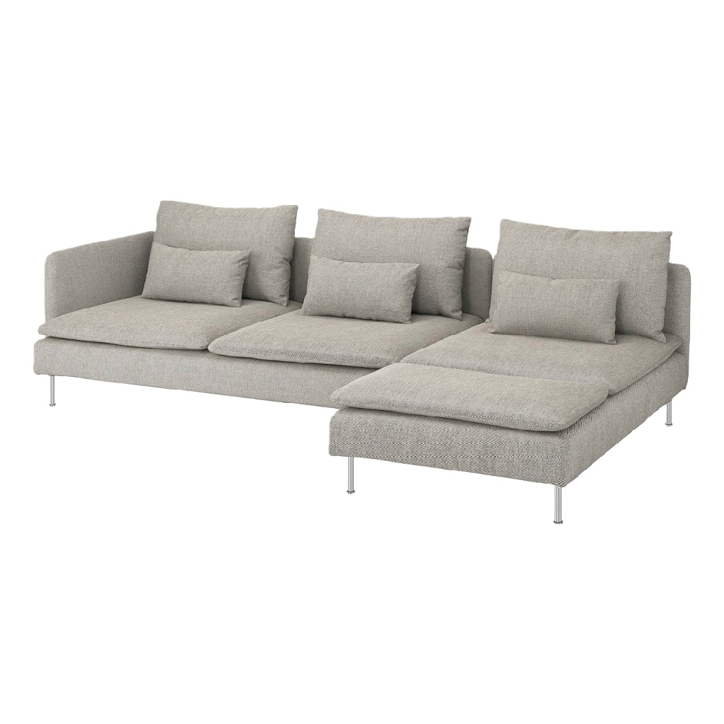 Canapé modulable 4 places en tissu gris clair