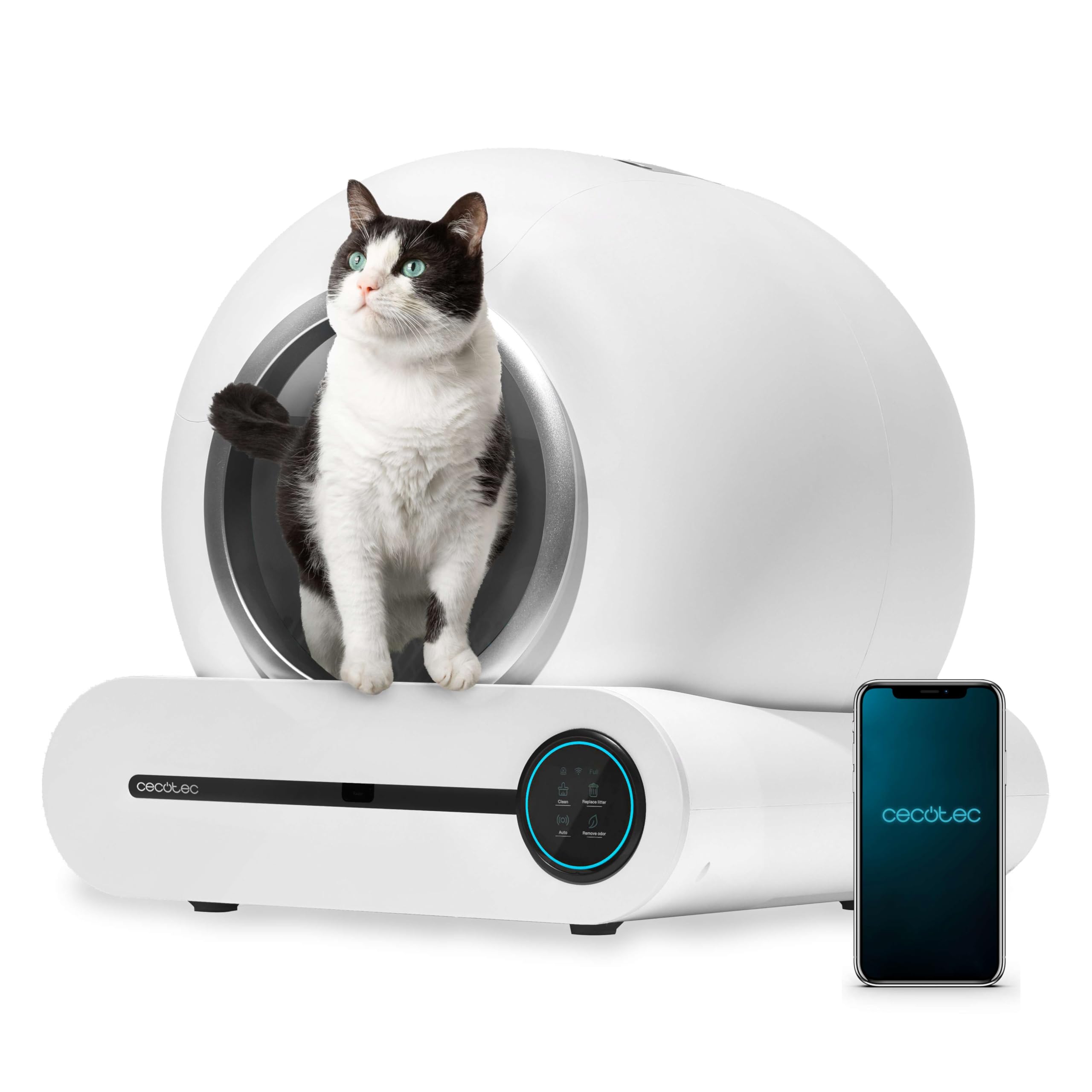 Cecotec Bac à Litière Autonettoyant pour Chats Pumba 8500 CleanKitty Smart. Triple Système de Désodorisation, Contrôle Via WiFi et Écran, Silencieux e