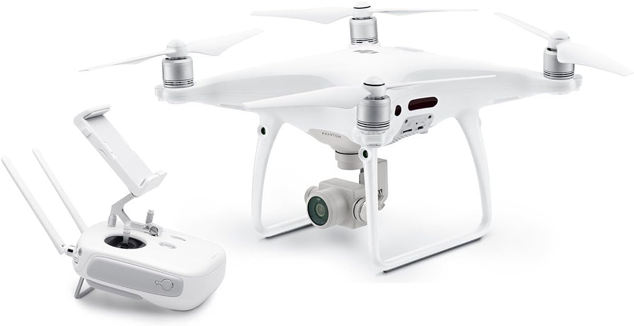 DJI Phantom 4 Pro (Version UE) -Drone Quadricoptère avec Caméra - Offre 30-Min de Vol - Caméra 4K - Photos & Vidéos HD - Design Élégant - 5 Capteurs Optiques - Radiocommande avec Support Mobile