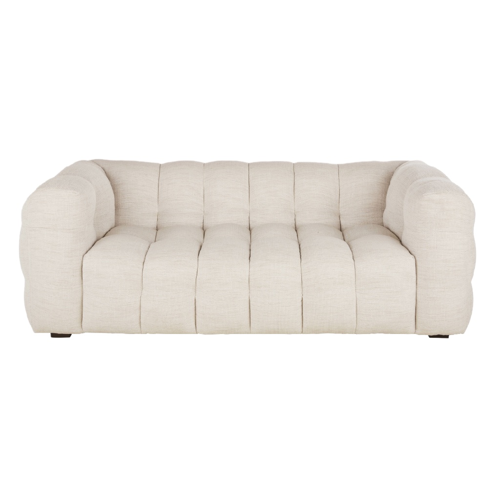 Canapé 3 places capitonné en tissu crème – design moderne et moelleux